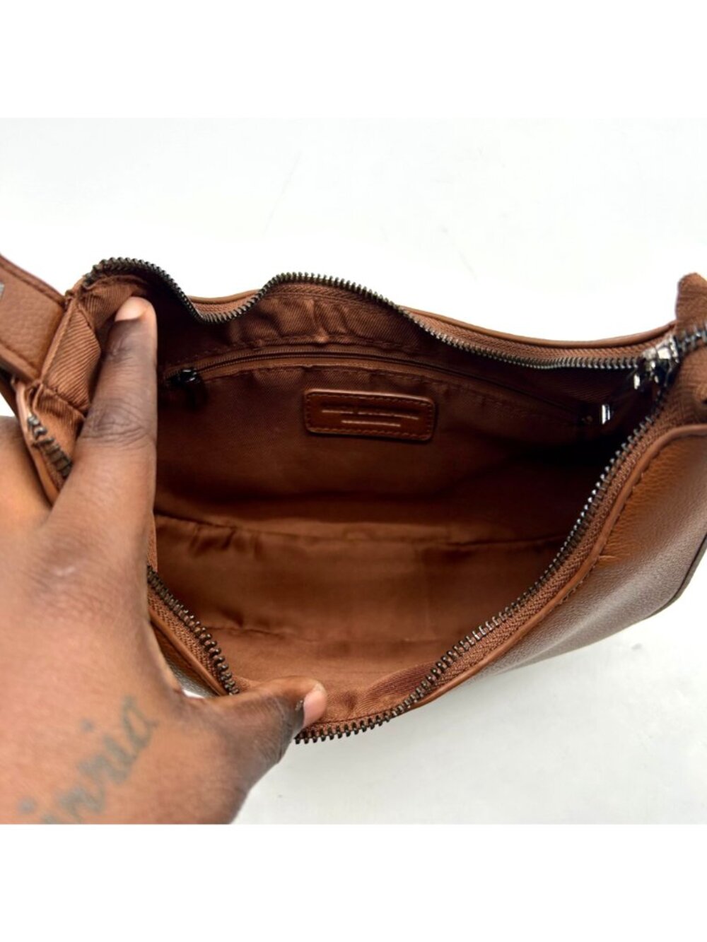 Like Dreams Brown Leather Crescent-Shaped Shoulder Bag - Picture 10 of 10